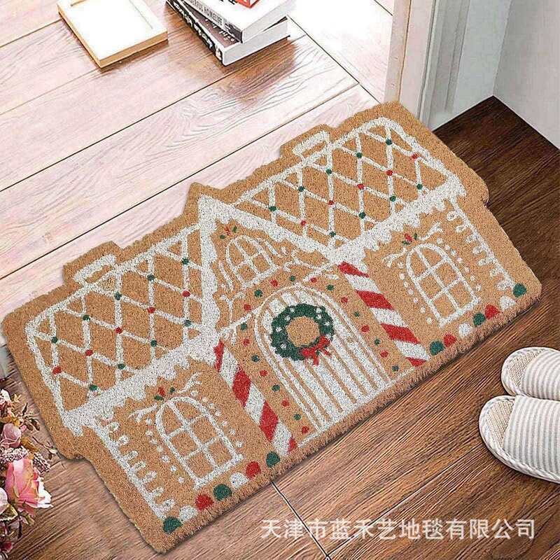 跨境temu毛线系列圣诞节入户玄关门垫水晶绒卧室床边装饰地垫现货|undefined