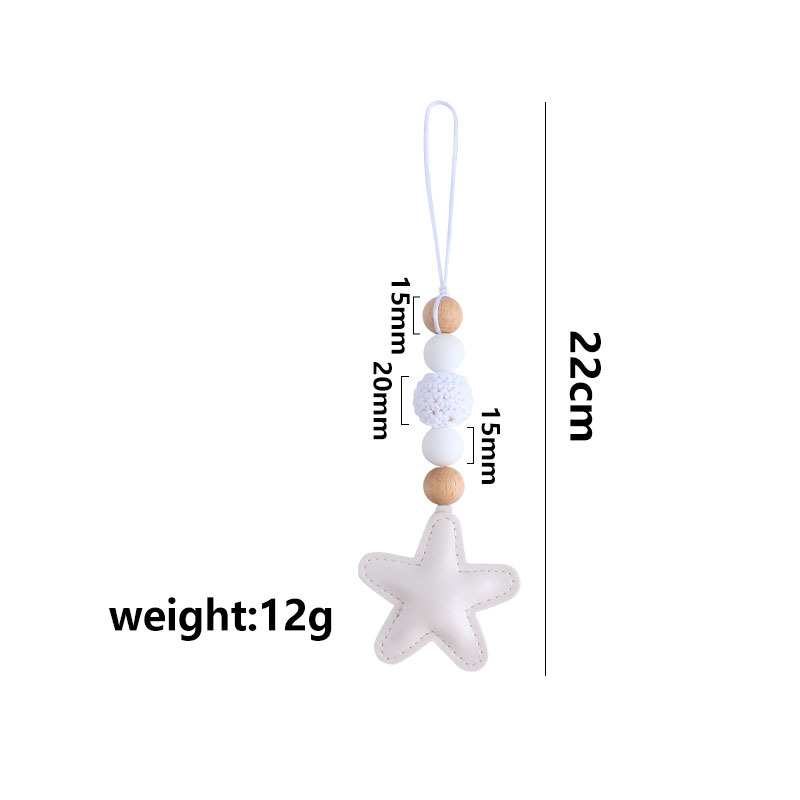 Creativo DIY nuevo colorido estrella de cinco puntas Arco Iris colgante de lana Bola de silicona perlas llavero colgante bolsa colgante