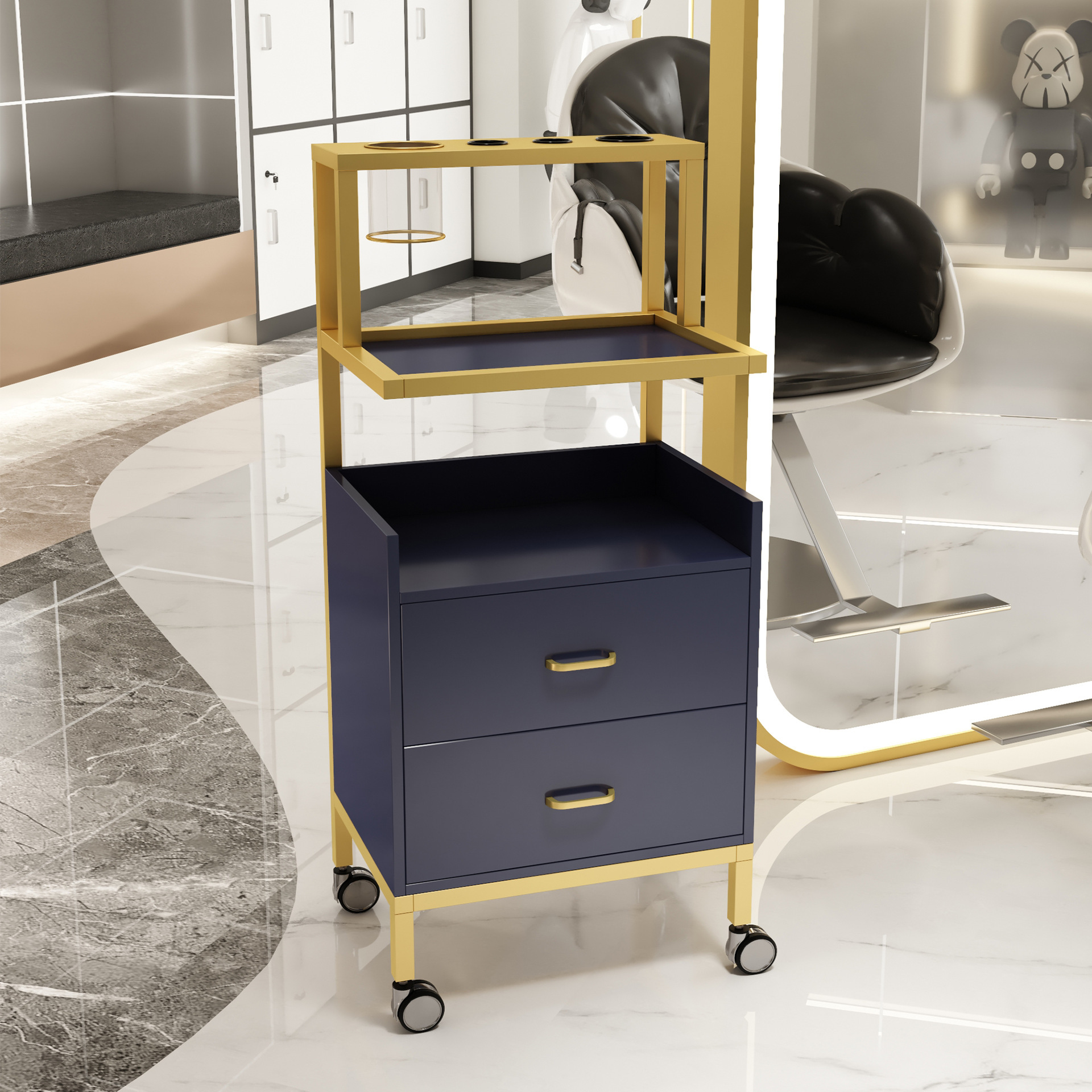 Barbería gabinete salón de peluquería tablero de herramientas barbería tablero de herramientas tablero de corte de pelo gabinete multifuncional estante carro pequeño