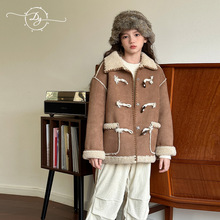 特价清仓女童外套秋冬新款童装加绒加厚儿童皮毛一体保暖大衣