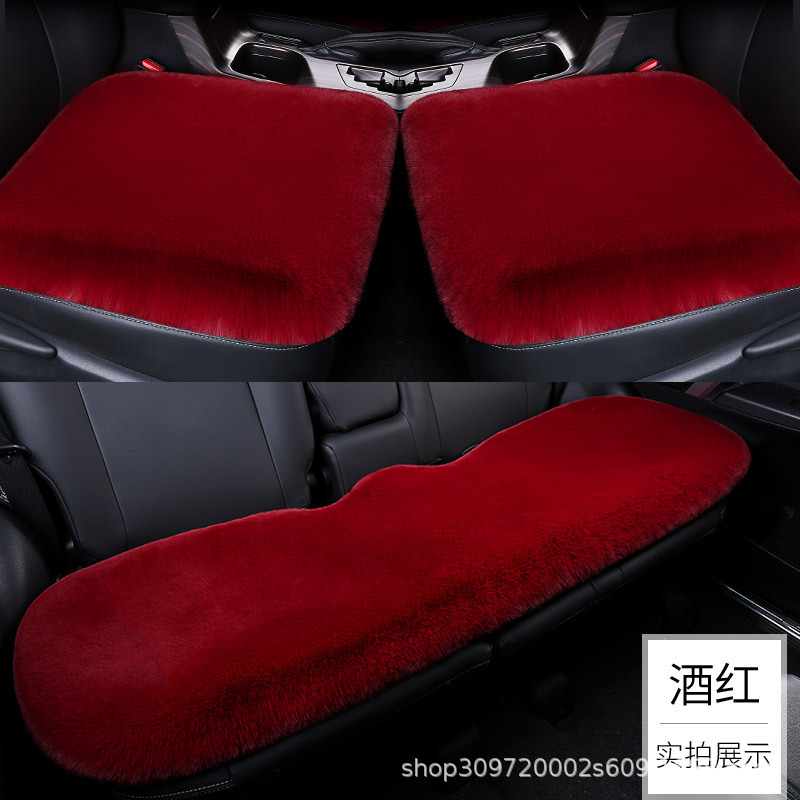 車のクッション冬のぬいぐるみ冬の保温と厚いぬいぐるみ背もたれのない3点セットの滑り止めシートカバーのシングルスペーサー|undefined