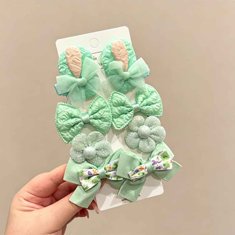 1# Ensemble vert de 8 pièces – Clip de base entièrement recouvert de tissu, environ 3,5 cm