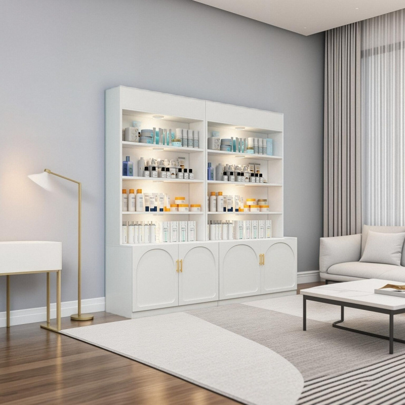 化妆品展示柜柜子陈列柜美甲店货架展柜货柜欧式院产品展示架