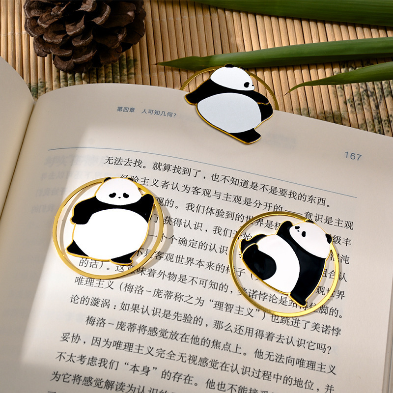 高颜值小学生送老师熊猫书签中国风卡通阅读书页夹文创小礼品|undefined