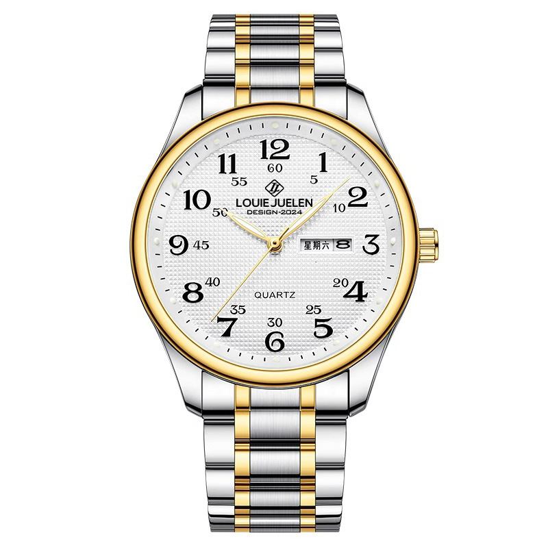 Louis Jelun comercio exterior explosión luminoso reloj de cuarzo para ancianos al por mayor cinturón de acero inoxidable reloj de pareja impermeable para hombres
