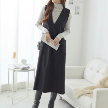 外单外贸欧美日本韩国乐天爆款热卖秋冬毛呢连衣裙背心裙裙子长裙