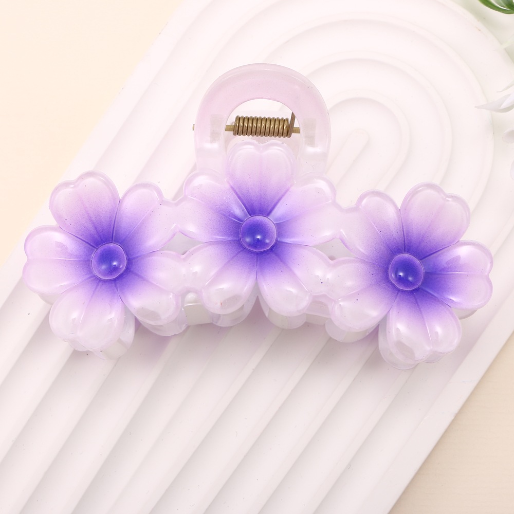 Nuevo color frangipani acrílico pinza para el cabello flor pinza de agarre de alta calidad elegante accesorio para el cabello de mujer pinza de tiburón de agarre lateral