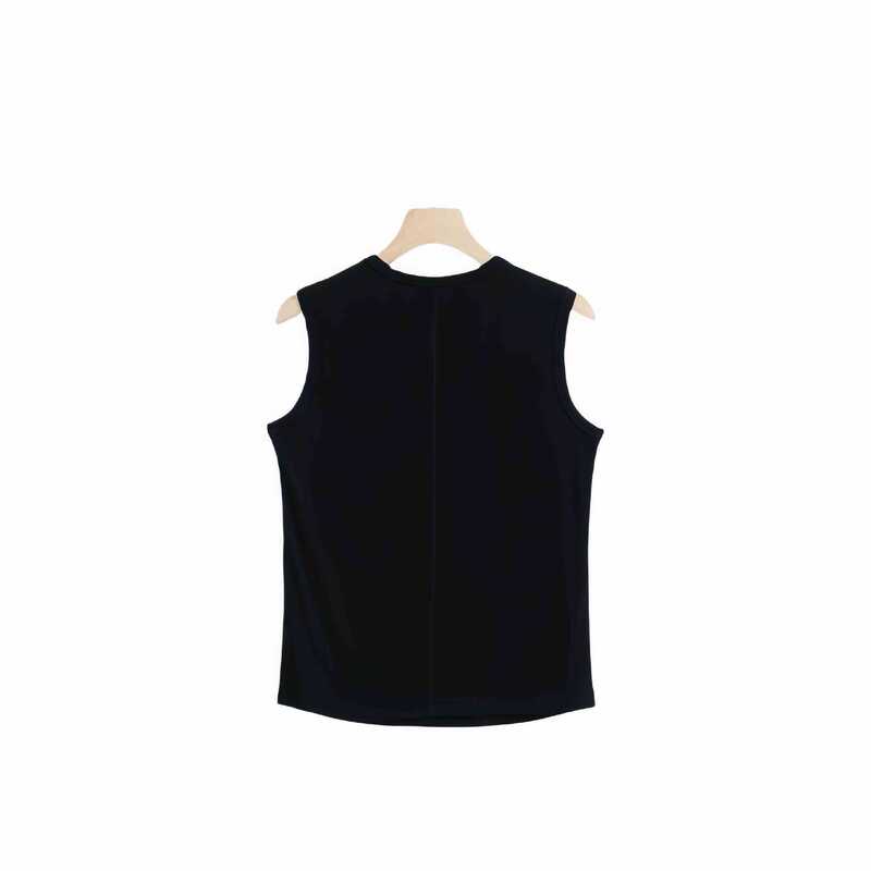 Bamboo Fiber Wood Fiber Women's Wide Shoulder Round Neck Vest Thin Cover Breast Slim-fit Sleeveless T-shirt Summer Women's Clothing
