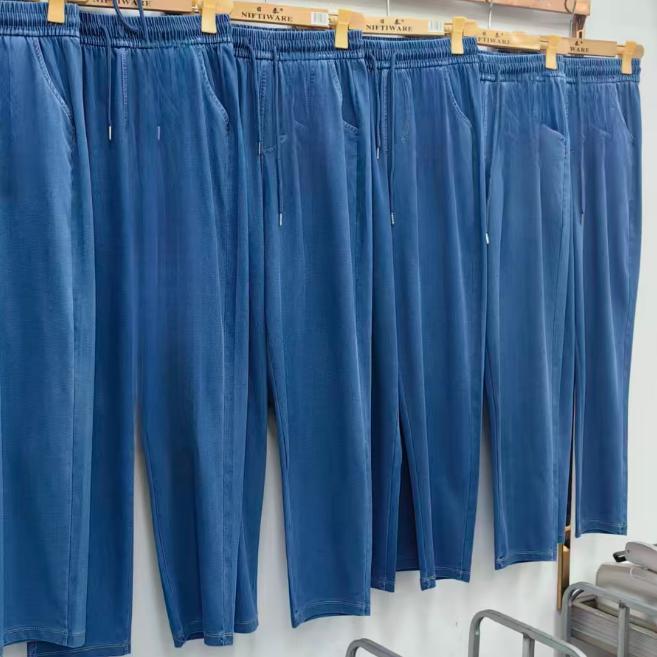 Spring and Summer High Waist Light Color Cropped Pants Blue Denim Washed Cotton Elegant Commuter Ordinary Straight Pants Summer Women's Pants