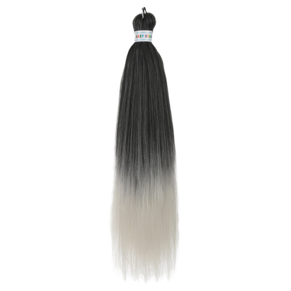 Trenzas fáciles de hacer de 26 pulgadas, cabello sintético colorido, trenzas grandes EZ, fibra sintética de baja temperatura, color degradado, cabello largo y liso.