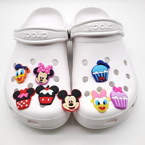 8-Piece Set Cute Mickey Hole Shoes Shoe Flowers Soft Personalized Versatile Garden Shoes Accessories