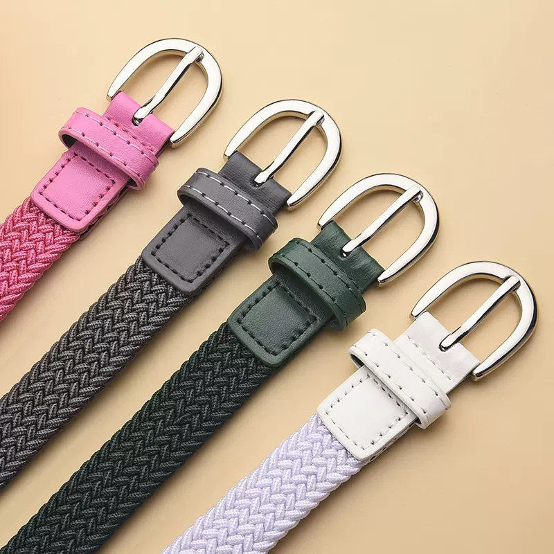 儿童帆布腰带男女通用军训裤腰带女时尚松紧弹力编织懒人腰带