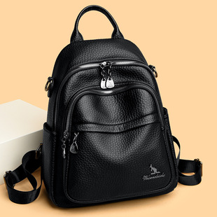 Foreign Trade Hot Shoulder Bag for Women 2024 Simple Solid Color Black Travel Backpack Multifunctional Schoolbag for Girls Backpack