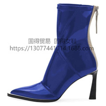 跨境独立站ins时尚走秀异型跟短靴女鞋Ankle Boots Shoes