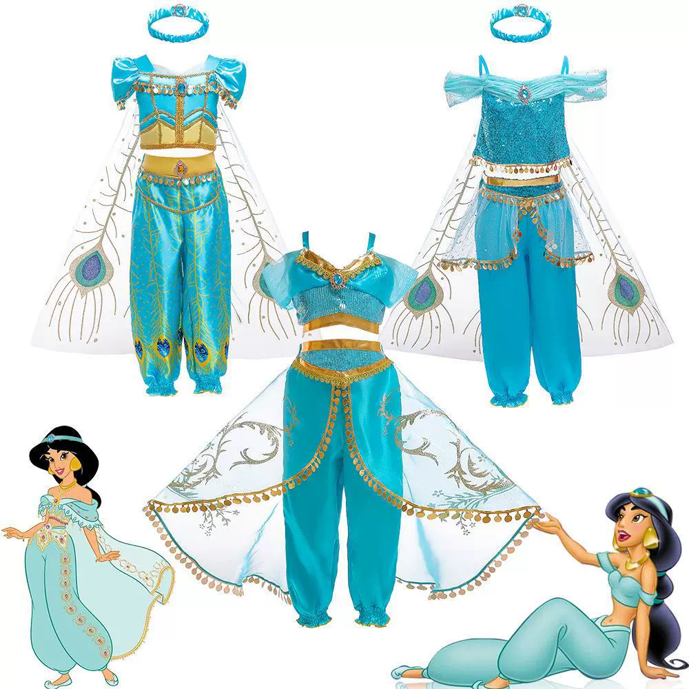 Европейские и американские костюмы на Хэллоуин, косплей, платье принцессы Аладдина и Жасмин, детское платье для выступлений, в стиле принцессы