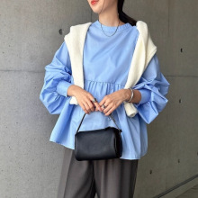 日本日系乐天韩国外单新款春秋冬长袖打底衫衬衫上衣两面穿衬衣