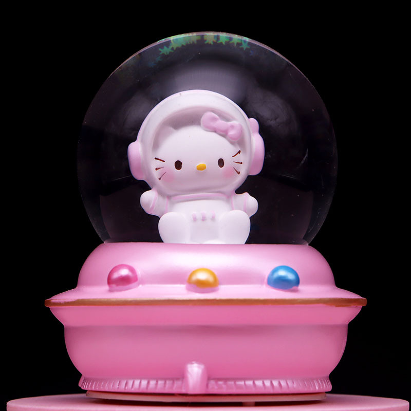迷你小号萌星球小兔喵星太空人水晶球发光手摇飘雪摆件精品店礼物|ru