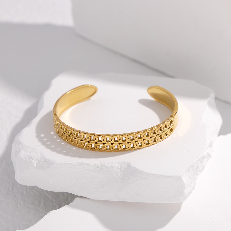 Shopping Occasion 304 Stainless Steel Material Fashion Geometric 304 Stainless Steel 18K Gold Plated Stainless Steel Bracelets In Bulk
