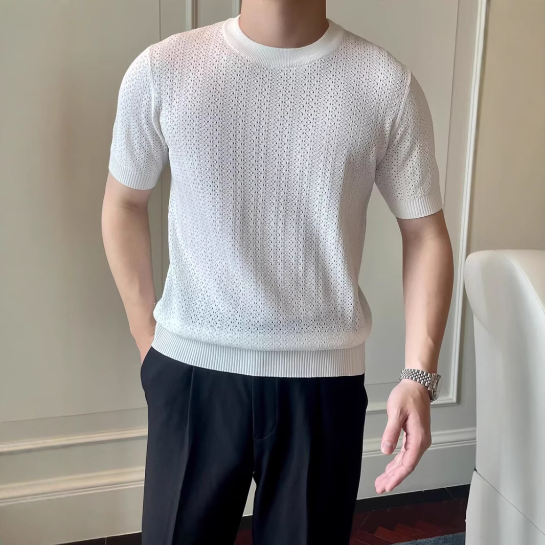 Men's summer silk small design knitted universal sweater with a…