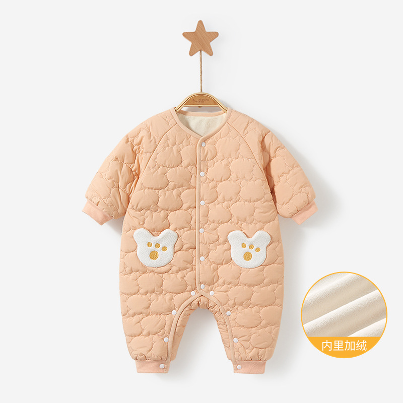 Baby camiseta de invierno otoño ropa de recién nacidos para hombres y mujeres intercalado de algodón grueso y veludo 0 salir en marzo ropa de invierno bebé image 11