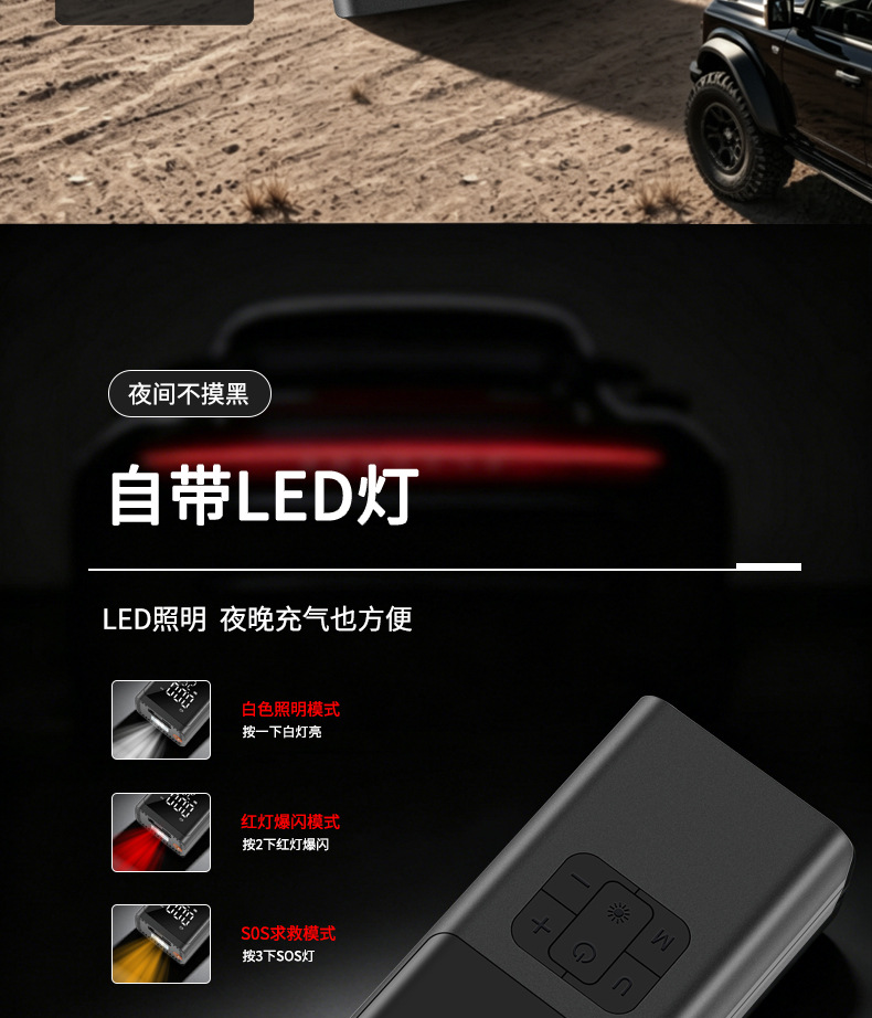Car Air Pump, Outdoor Portable Car-Mounted Wireless Digital Display Air Pump, High-Pressure Electric Air Pump for Car Tires
