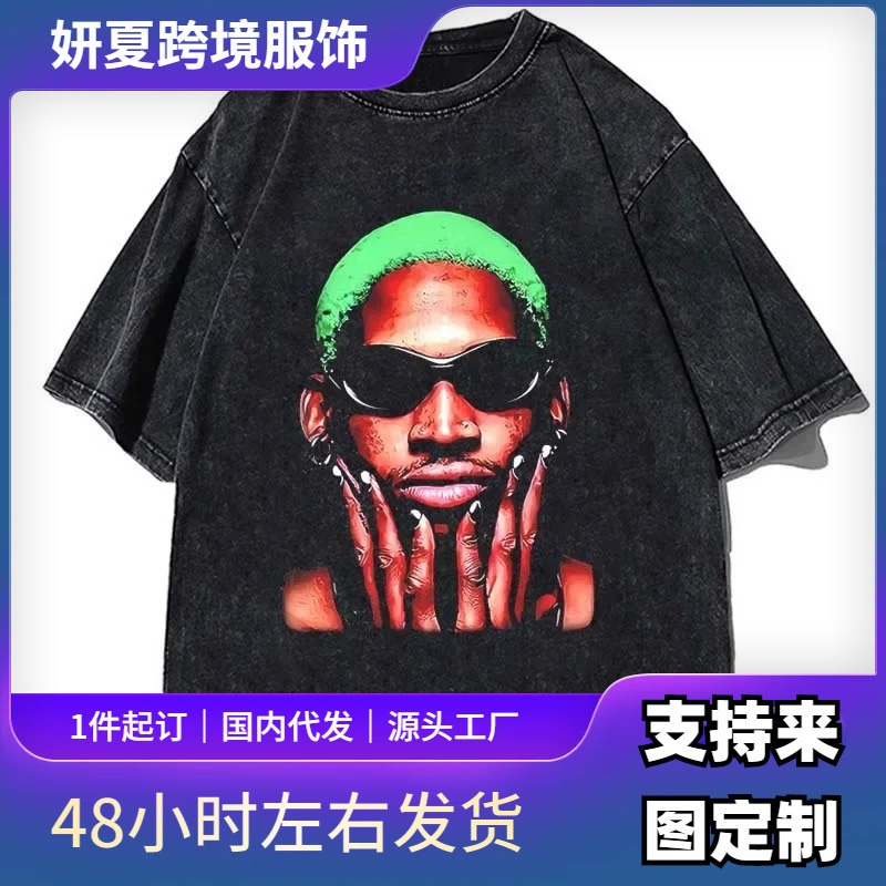 2025 New Hip Hop Streetwear Unisex Dennis Rodman T-Shirt Rapper Print