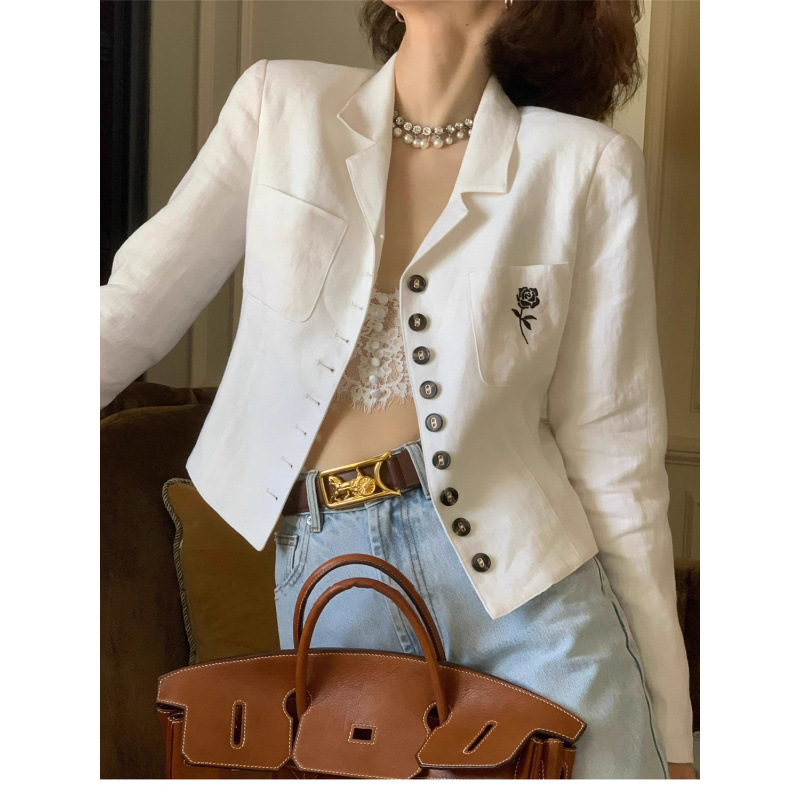 Thin short retro autumn classic suit jacket for leisure