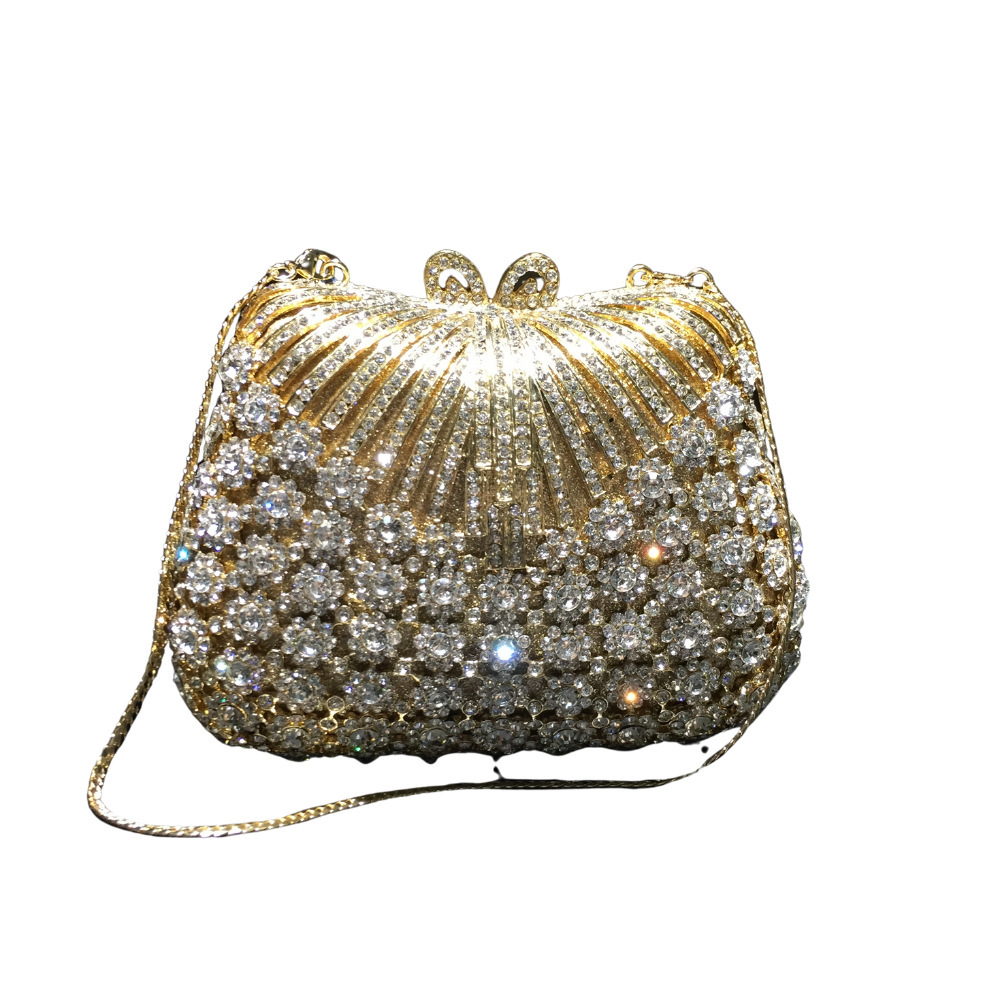 Transfronterizo nuevo estilo de moda bolsas de cena de diamantes flores bolsas tridimensionales bolsas de banquete europeas y estadounidenses bolsas de mano de diamantes clutch new