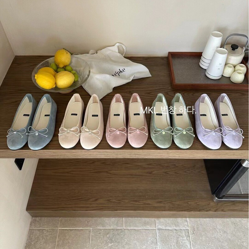 MIKELIN Spring Atmosphere ~ Sweet Girl Ballet Shoes Fairy Bow Round Head Shallow Mouth Flat Shoes