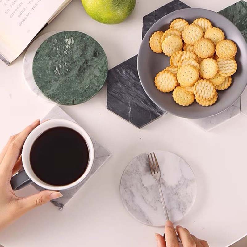 Estilo nórdico creativo de mármol natural Coaster ING café redondo de escritorio de aislamiento bandeja de té posavasos accesorios de tiro
