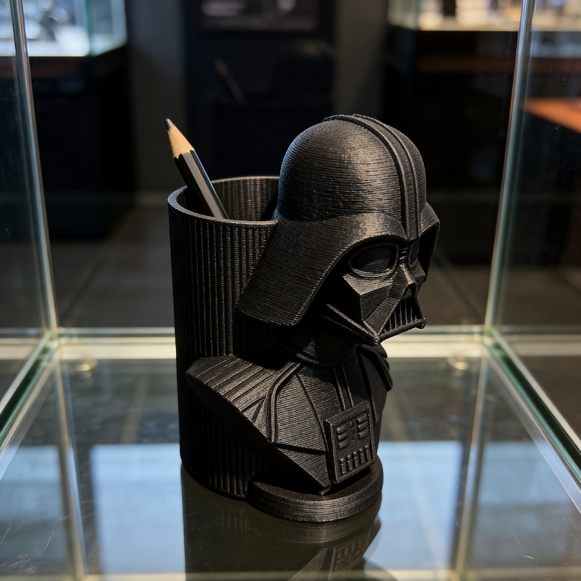 Darth Vader lápiz de escritorio impresa en 3D estante de almacenamiento Dark Lord Cup de lápiz decoración de oficina única con polvo