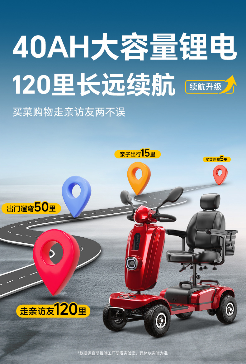 Elderly Scooter Four-Wheel Electric Disabled Home Double Elderly Scooter Foldable Electric Wholesale
