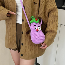 迷你小包包女2025冬新款高级感通勤毛线编织包丑萌斜挎手机包成品