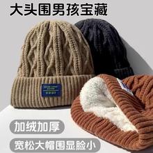 帽子冬季男款2024新款针织帽毛线帽大头围男士冷帽男生加绒保暖