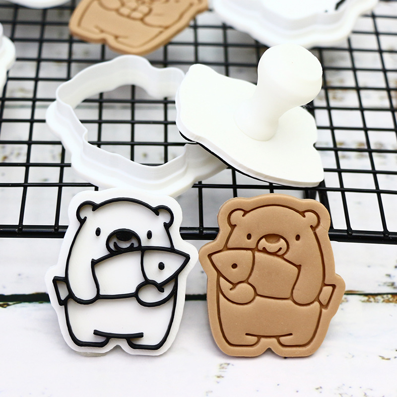 Molde de galletas de oso animal para hornear de fiesta Molde de horneado de bricolaje 3D molde de corte de galletas de glaseado de prensa tridimensional image 4