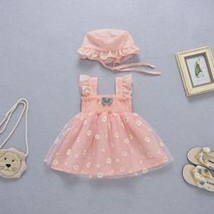 童裙2024春款女寶寶韓版花朵拼接連衣裙兒童長袖甜美田園風公主裙