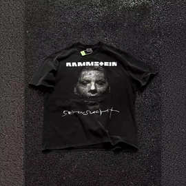 Rammstein德国战车丧尸金属乐队短袖男女宽松欧美摇滚复古T恤侃爷