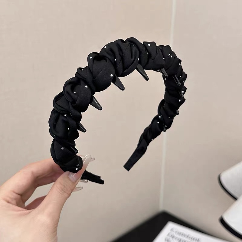 5#Black satin hot diamond waves