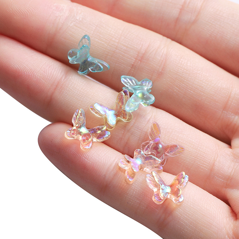 AB Color Plated Mini Butterfly DIY Phone Case Nail Art Crystal Butterfly Earrings Hairpin Hair Accessories Resin Jewelry