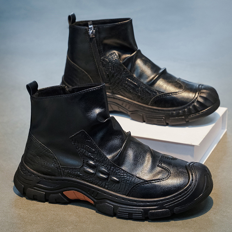 2026 zapatos de hombre otoño nuevos zapatos de moda de calle de estilo universal hombre casuales un pie negro botas de alta gama Martin