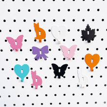 6mm洞洞板挂钩 彩色金属洞洞板配件 5mm圆孔挂钉少女卡通收纳挂钩