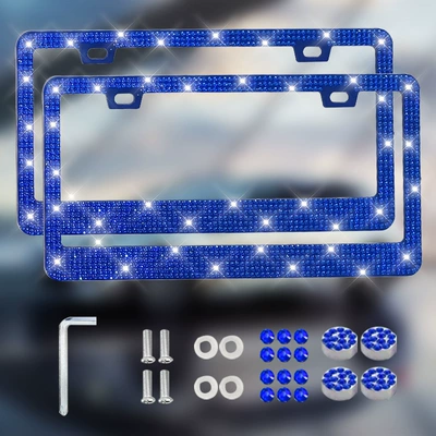 License plate holder/license plate holder, Plate Frames - square-hole-sharp-corners-wide-edge-double-piece-blue
