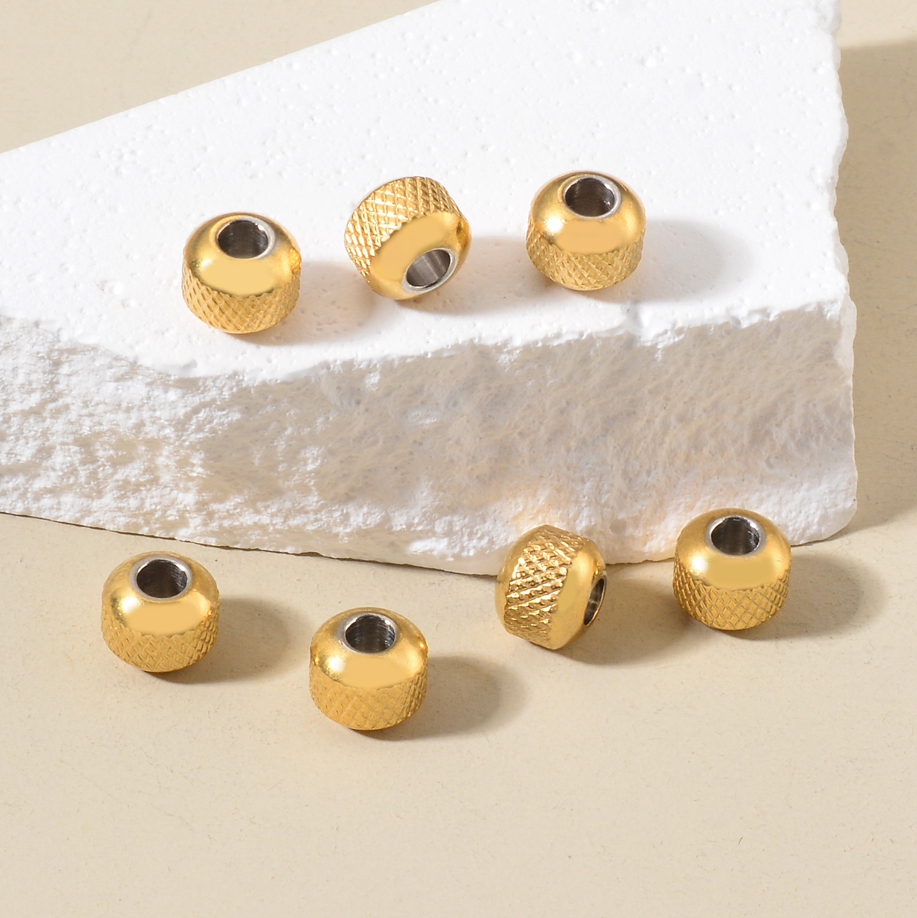304 Stainless Steel Material Solid Color Pattern Simple Style Style 50 PCS/Package Stainless Steel Solid Color DIY Jewelry Accessories Beads