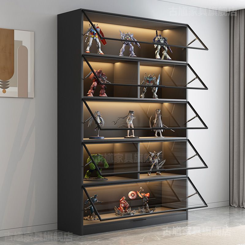 轻奢玻璃门手办柜公仔乐高模型展示柜家用收纳储物陈列柜酒柜