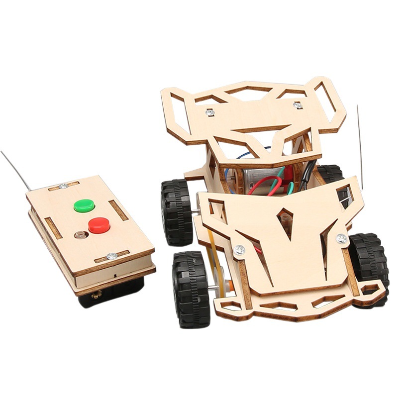 Eléctrico de cuatro ruedas de tracción ayuda de enseñanza manual del coche de control remoto material DIY modelo experimento científico los niños pequeña invención