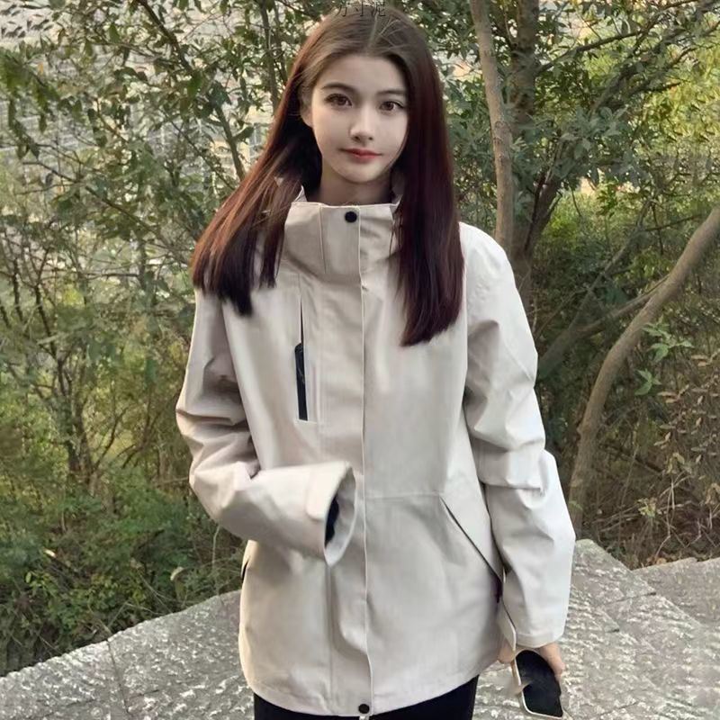 2024 short coat beige women's short autumn spring coat American couple hiking suit outdoor men's and women's coat women's factory