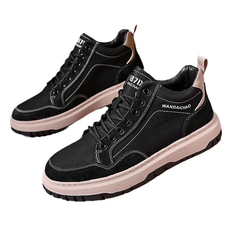 Zapatos de hombre 2023 Verano nuevos zapatos de cuero casuales antideslizantes transpirables tendencia de trabajo negro zapatos planos deportivos para hombres