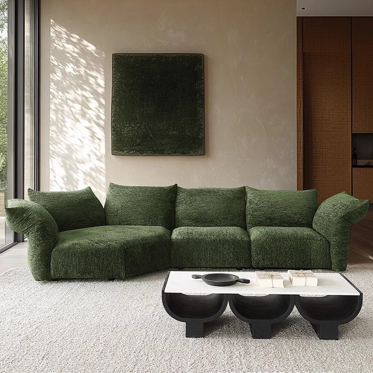 Original Re-engraved Full Steel Frame Petal Sofa Large Apartment Shaped Curved Sofa Combination Removable and Washable Fabric Sofa