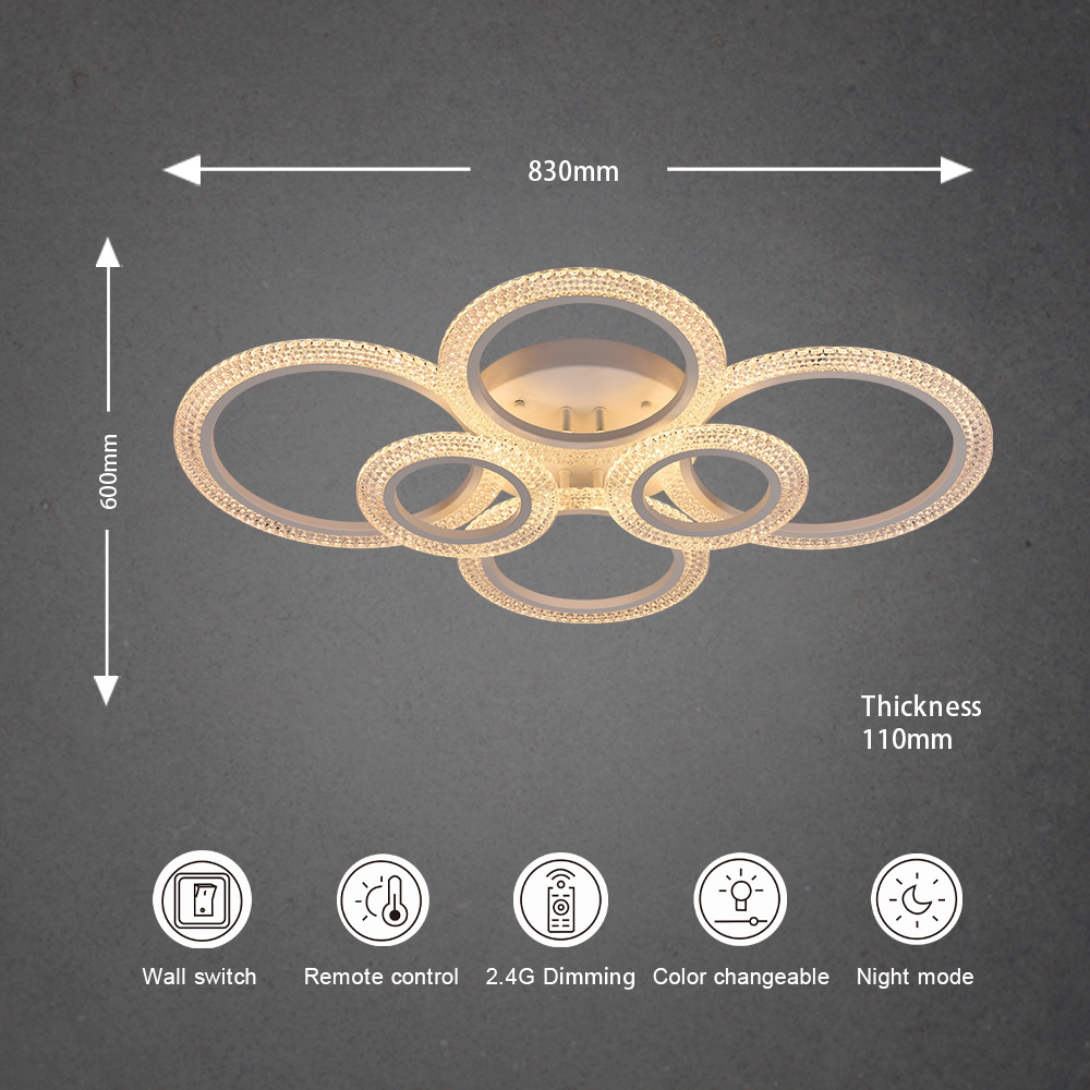 Amazon acrílico transfronterizo lámpara de techo de sala de estar LED burbuja anillo de lámpara de dormitorio luces de comedor de moda creativas