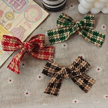 气质格子蝴蝶结发卡学院日系甜美软妹可爱女生侧边刘海头饰发饰品